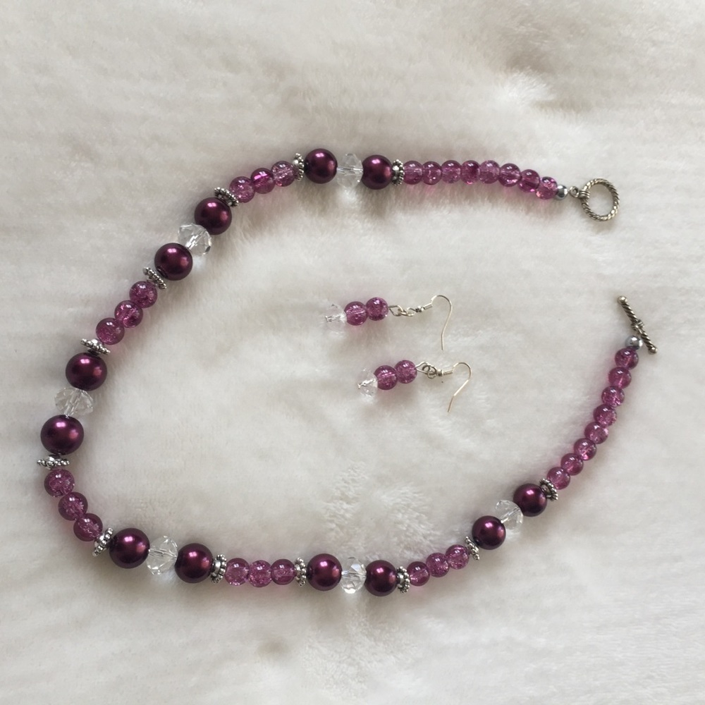 Purple Earrings & Necklace